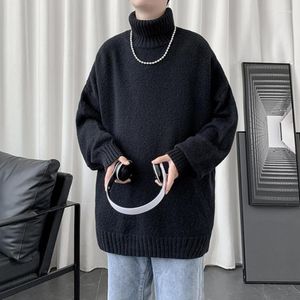 Herentruien mannen Turtleneck trui Koreaanse mode -pullovers gebreide solide gebreide pullover Casual streetwear losse unisex