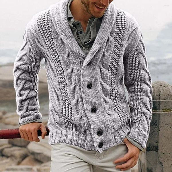 Pulls pour hommes Sweater d'hiver Men Sweater Cardigan Coton Mélanger Butt Fermeure de bouton à manches longues Veste en tricot d'automne à manches longues