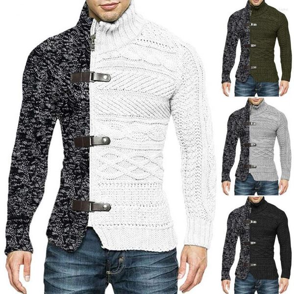 Herensweaters Heren Wintertrui Jas Asymmetrische lange mouwen Hoge kraag Slanke gebreide nekbescherming Herfst voor kantoor