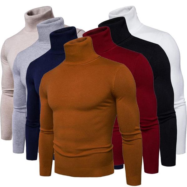 Suéteres para hombres, suéter cálido de manga larga con cuello de tortuga de invierno para hombres, suéter delgado, prendas de punto retorcidas, ropa de cuello alto para hombres