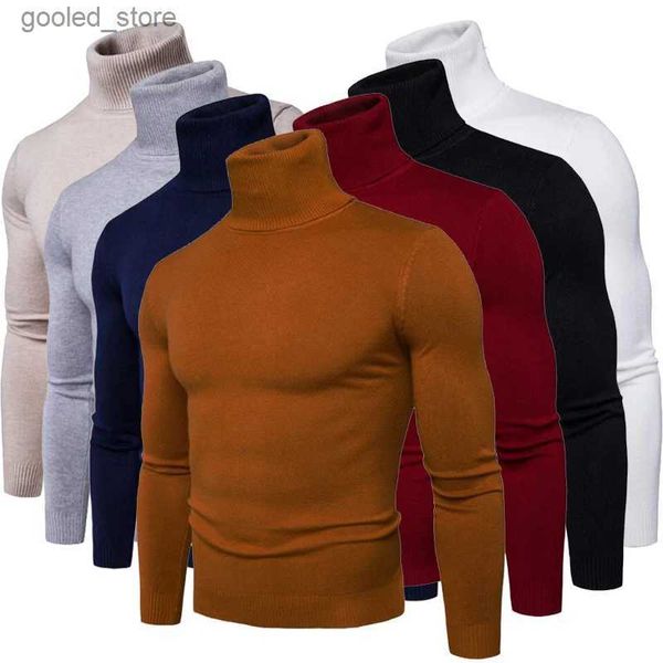 Suéteres para hombres Hombres Invierno Tortuga Cuello Manga larga Suéter cálido Slim Jersey Twist Prendas de punto Cuello alto Ropa para hombres Q231115