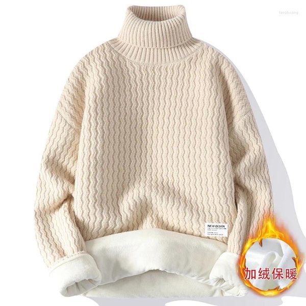 Pulls pour hommes Chandelle à col roulé d'hiver épaissis masculin Treat Treat à tricots tricots Thermal Velvet Sweter Sweatershirt