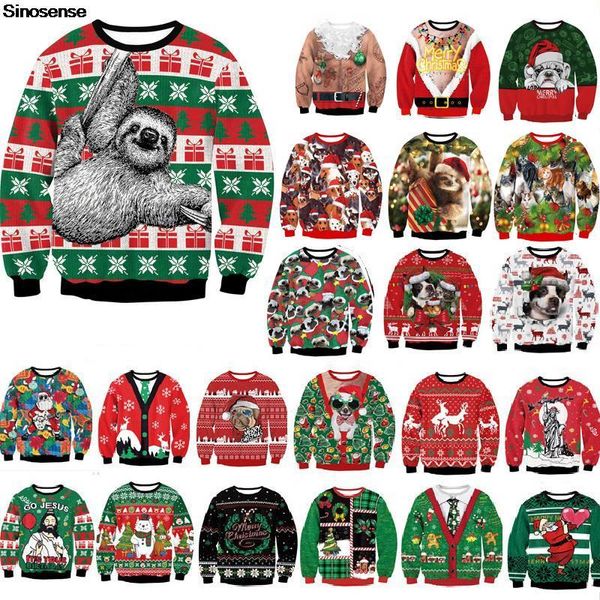 Suéteres para hombres Hombres Mujeres Otoño Invierno Feo Suéter de Navidad Fiesta de vacaciones Jumper Tops 3D Árbol Regalo Perezoso Impreso Sudadera de Navidad 230831