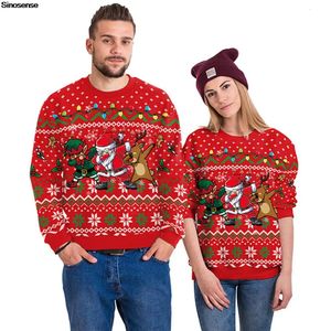 Herentruien Heren Dames Elf Kerstman Rendier Lelijke kersttrui Pullover Tacky Kersttruien Tops 3D Grappig bedrukt Vakantie Feestsweatshirt 231130