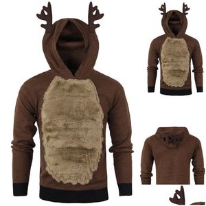 Heren Truien Mannen/Vrouwen Hoodies Trui Kerstmis Kawaii Elanden Cosplay Uni Vrije tijd Festival Lelijk Rudolph Rendier Drop Delivery Verschijnen Dh0G5