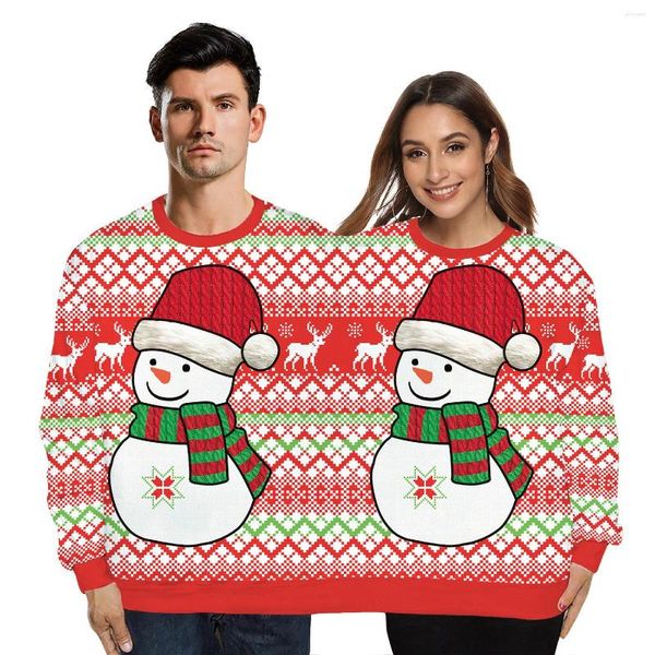 Suéteres para hombres Hombres Mujeres Muñeco de nieve Reno Ugly Christmas Sweater Navidad Twinset Pullovers Sudaderas Dress Up Party Year 3D Jumpers Tops
