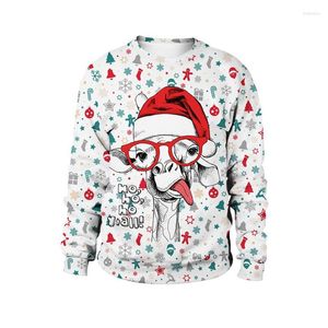 Suéteres para hombres Hombres Mujeres Ugly Christmas Jumpers 3D Chritsmas Trees Regalos Calcetines Campanas Bolas Reno Impreso Hilarante Navidad Sudadera