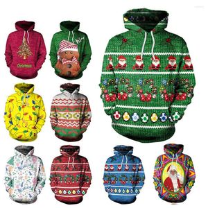 Herentruien mannen vrouwen lelijke kersttrui 3d grappige kerstman herfst winter capuchon sweatshirts feestjaar kerstkleding