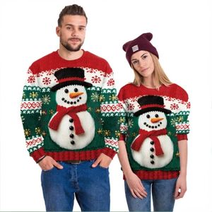 Pulls pour hommes Hommes Femmes Pulls de Noël laids Arbres de Noël 3D imprimés Pulls de Noël rouges Tops Couples Pulls de fête 231121