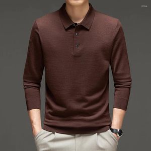 Suéteres para hombres Hombres Lana 2023 Otoño Invierno Manga larga Turn-Down Collar Hombre Peinado Jerseys