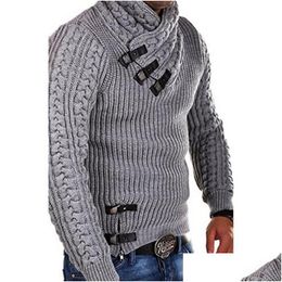 Pulls pour hommes Hommes 2021 Printemps Hiver Mode Cuir Boucle Pull Hommes Laine Mélange Chaud Tricots Classique Pluviers Tricot Jumper NX17 Dhql2