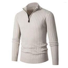 Pulls pour hommes hommes automne hiver 1/4 zip-up up-up à demi-cou challe de cou de couchage à manches longues décontractées en tricot