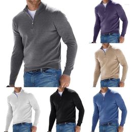 Pulls pour hommes Mens Bottoming V Col Chemise Pull tricoté chaud StrickPullover Hiver Automne Zip Tops Blouse Casual Solide Manches longues