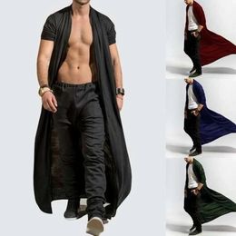 Suéteres para hombres Cardigan para hombre 6XL 5XL Otoño Color Sólido Largo Cortavientos Abrigo Tobillo Longitud Capa Hombres Ropa Moda Ropa exterior Cosplay Disfraces 231010