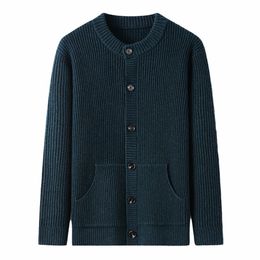 Pulls pour hommes Cardigan pour hommes Marque de mode de luxe Classique Épaissir Oneck Jacquard Pull Woolblend Tricoté Mâles Style Cardigans 230922