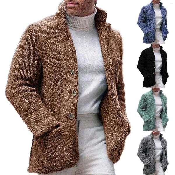 Suéteres para hombres Botón casual para hombre Suéter cálido delgado Chaqueta de rebeca Chaquetas y abrigos largos de invierno Coche