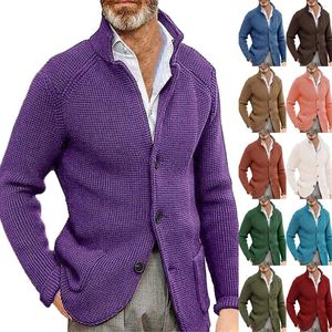 Pulls pour hommes Bouton décontracté bouton solide en V couche slim slim cardigan chaud cardigan manteau grand haut haut