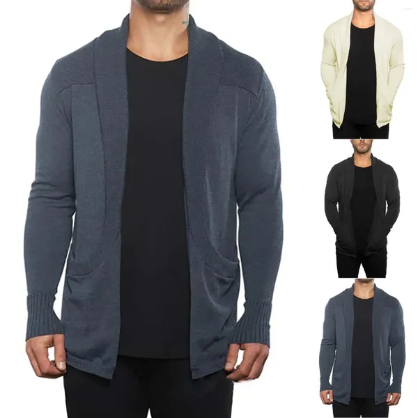 Suéteres para hombres Botón casual para hombre Sólido Cuello en V Slim Fit Suéter cálido Cardigan Abrigo Abrigos de invierno pesados Hombres Lana