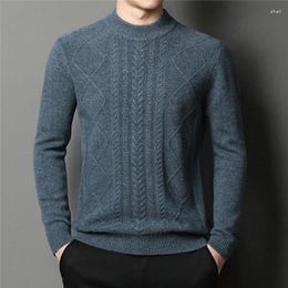 Pulls pour hommes vêtements pour hommes automne et hiver épaissison de laine pure pure couche de cou de la couverture de rayage mince coréenne