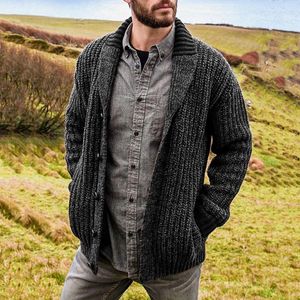 Pulls pour hommes Hommes Tricot Cardigan Pull Solide Col Châle Lâche Coupe À Manches Longues Manteau Tricots Haute Qualité Veste Coréenne Mâle