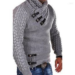 Pulls pour hommes Hommes tricotés Tops à manches longues Casual Slim Hommes Hiver Fit Boucles Décoration Vêtements Solid Color1 Olga22