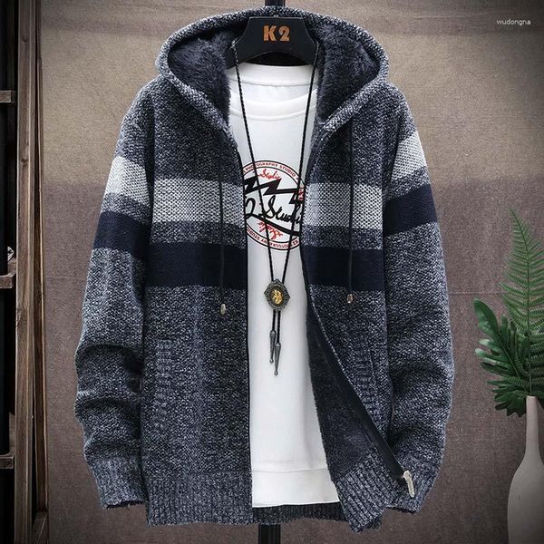 Suéteres para hombres para hombre abrigo de lana de punto vellón más grueso cremallera cálida con capucha harajuku cardigans jumper sudaderas con capucha diseñador ropa de invierno hombres