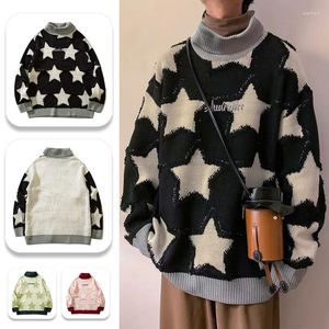 Heren truien heren oversized coltrui turtleneck trui zwart losse vijfpuntige ster grunge dames vintage retro gebreide pullover unisex