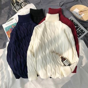 Heren Sweaters Mens Plus Size 6XL 7XL Trui voor Koreaanse Mode Trends Gebreide Kleding Twist Patroon Jumper Herfst Turtleneck Pullover Streetw