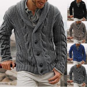 Pulls pour hommes Hommes côtelé simple boutonnage revers cardigan vestes marque hommes hiver épaissir chaud tricot pull veste fermeture éclair tricoté 3XL