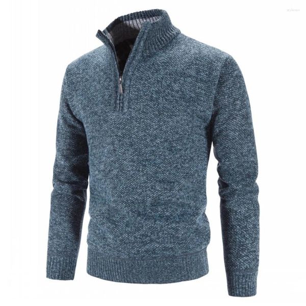 Suéteres para hombres para hombre Slim Fit Suéter de lana Jersey de cuello alto con calidez espesa en azul rojo gris oscuro claro o café