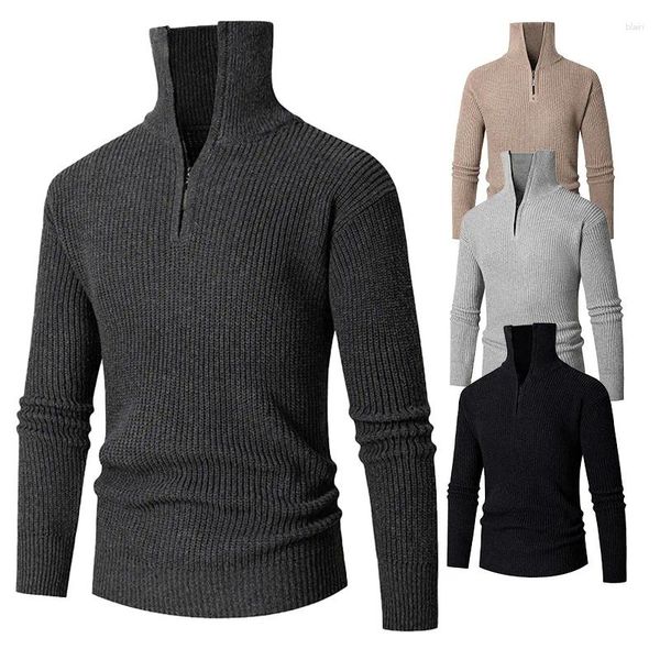 Pulls pour hommes Hommes Slim Fit Zipper Turtleneck Automne Hiver Épaissir Chaud Cachemire Pull Pull Hommes Sueteres Para Hombre