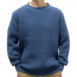 Herensweaters Herentrui Herfst en winter Ronde hals Trui met lange mouwen Dieptepunt Marineblauwe mannelijke gebreide tops