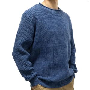 Herensweaters Herentrui Herfst Winter Ronde hals Trui met lange mouwen Dieptepunt Marineblauw Heren Gebreide top