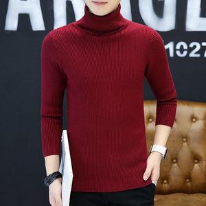 Suéteres para hombre Suéter para hombre Azul Negro Vino Rojo Suéteres Diario Cuello alto Moda Manga larga Invierno Blanco Hombres