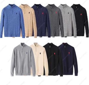 Suéteres para hombres Suéter para hombre Diseñador Polo Medio Cremallera Ralphs Sudadera con capucha Manga larga Punto Caballo Twist Cuello alto Moda Hombres Mujer Laurens Bordado Top 636