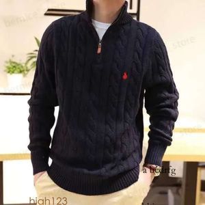 Suéteres para hombres Suéter para hombre Diseñador Polo Media cremallera Sudadera con capucha Manga larga Punto Caballo Twist Cuello alto Hombres Mujer S Bordado Moda 603