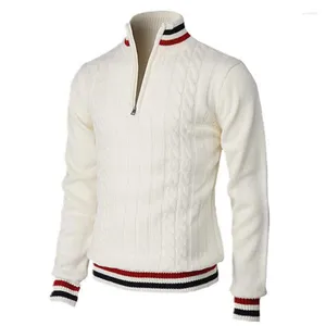 Suéteres para hombre Suéter para hombre Primavera Otoño Media cremallera Patchwork Color Manga larga Cuello alto Jersey de punto