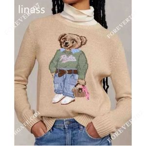 Heren Truien Heren Truien 2024 Nieuwe Cartoon Rl Beer Trui Dames Herfst Winter Borduren Pullover Gebreide Trui Met Lange Mouwen Katoenen Wollen Jas