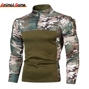 Pulls pour hommes Hommes Tactique Combat Hommes Militaire Uniforme Camouflage Fermetures À Glissière Sweatsuits US Army Vêtements Camo Chemise À Manches Longues 230921