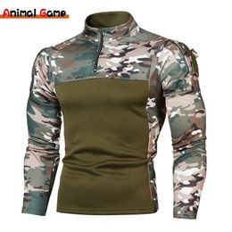 Pulls pour hommes Hommes Tactique Combat Pulls Hommes Militaire Uniforme Camouflage Fermetures À Glissière Sweatsuits US Army Vêtements Camo Chemise À Manches Longues 230904