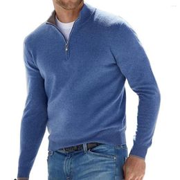 Pulls pour hommes Hommes Top Couleur Solide Strickpullover Pull Tops Col V Chaud Hiver Zip Blouse Bottoming Casual Tricoté Mode