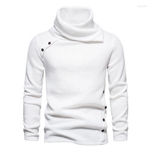 Herensweaters Heren witte gebreide coltrui met lange mouwen, slim fit ontwerper sjaalkraag pullover streetwear casual XXL