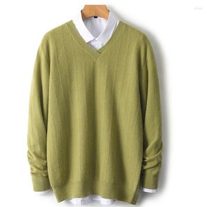 Herensweaters Merinowol V-hals Pullover Business Casual Mode Top Gebreid los jack