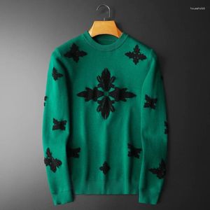 Pulls pour hommes Minglu laine ordinateur tricoté automne hiver à manches longues col rond jacquard épaissir mâle grande taille 5XL