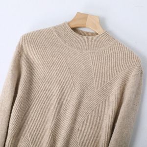 Hommes chandails col montant hommes homme mode décontracté tricot rayé motif Pure laine pull hiver épais chaud pull vêtements