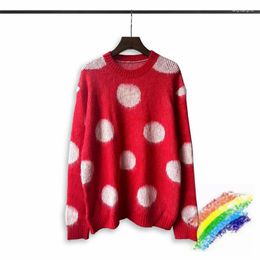 Herentruien Mohair Brei Red Dots Sweater Men Dames Kwaliteit Ronde Nek Oversize Sweatshirts