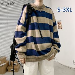 Pulls pour hommes Mskie swetry w paski Vintage pary Plus taille 3XL przyczynowe Harajuku wszystkie mecze proste Street wear dzianiny koreaski sweter 220830