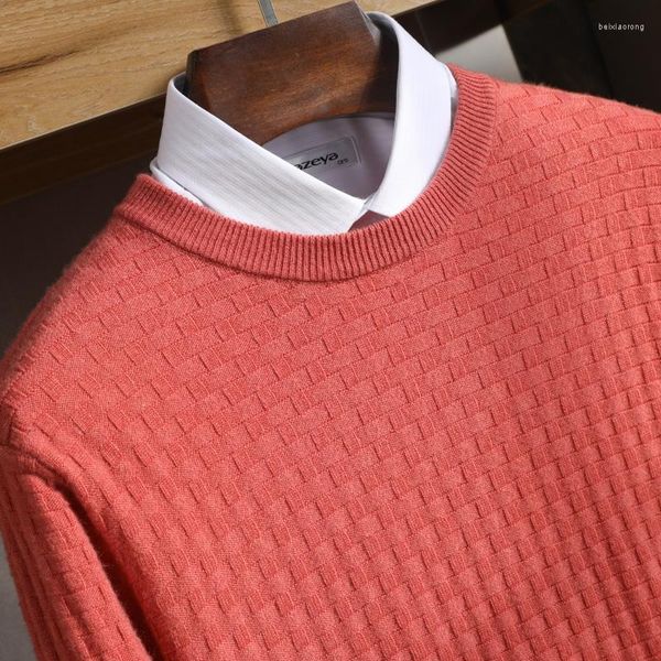 Suéteres para hombres MVLYFLRT Suéter de lana merino Suéter de cuello redondo Casual Tejido Suelto Top Otoño e invierno Cachemira fina