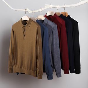 Sweaters voor heren Naizaiga 100 Superfijne merino Srowted Wool Polocollar Spring Herfst Men Pullovers vader Boy Bussiness T -shirt SDF3 230812