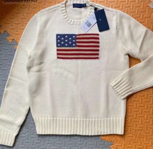 Suéteres para hombres nuevos suéter de punto 23SS Bandera estadounidense de moda de moda de lujo Comunicioso suéter de hombre de algodón de algodón